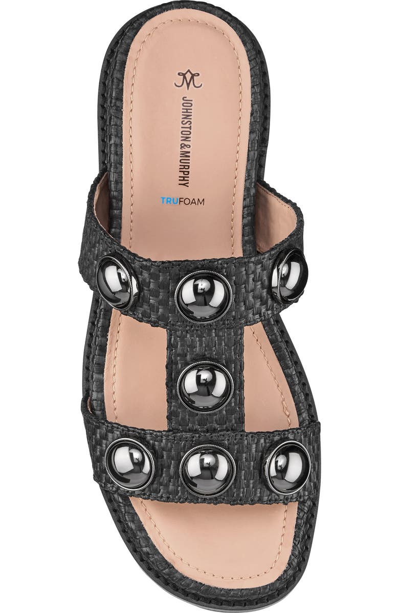 Johnston & Murphy Chandler Embellished Wedge Slide Sandal, Alternate, color, Black Raffia