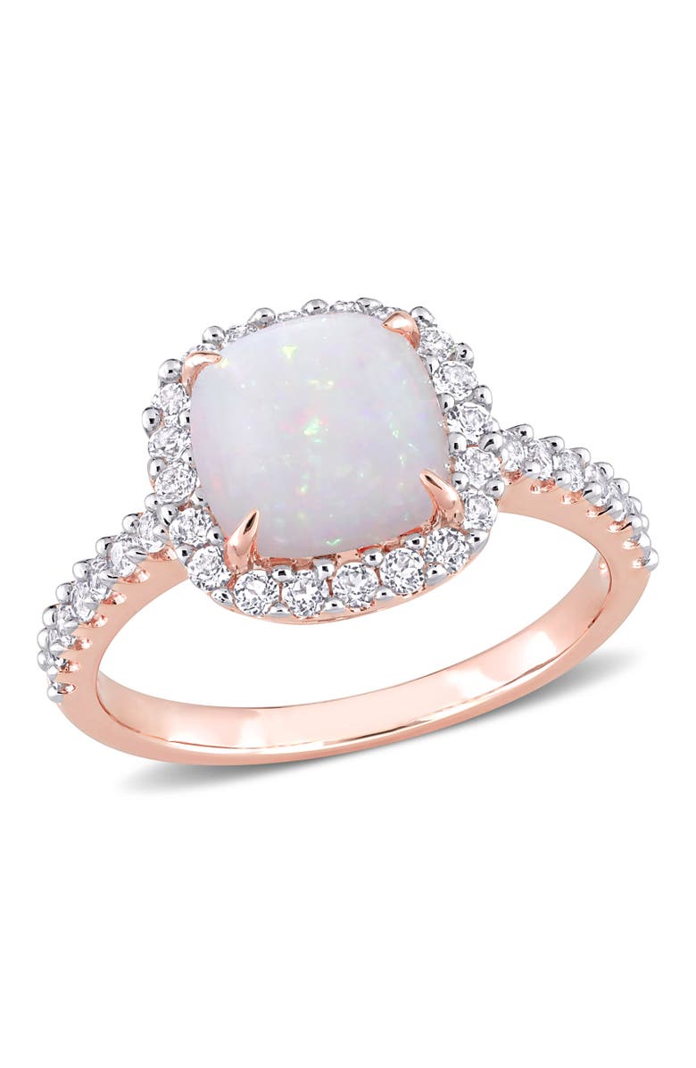 Julianna B. Gemstones Cushion Halo Ring, Main, color, Opal/Rose-Plated