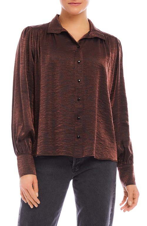 FIFTEEN TWENTY Sienna Long Sleeve Button-Up Shirt in Brown 