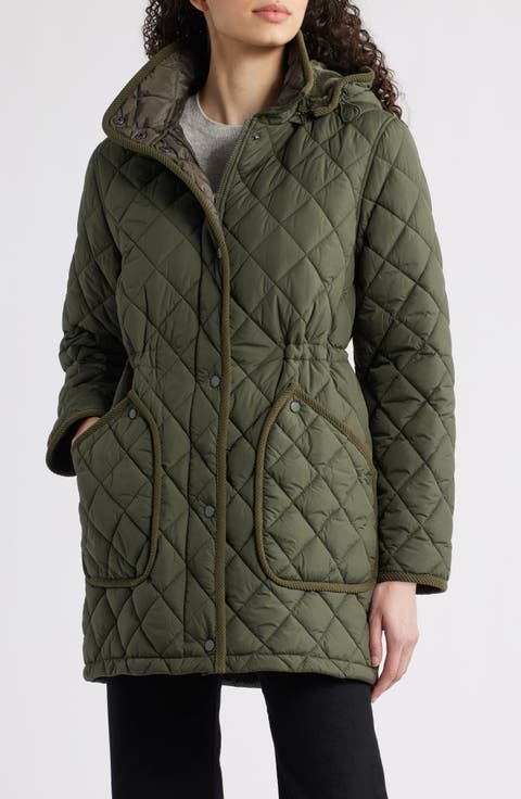 Diamond Quilted Hooded Puffer Coat