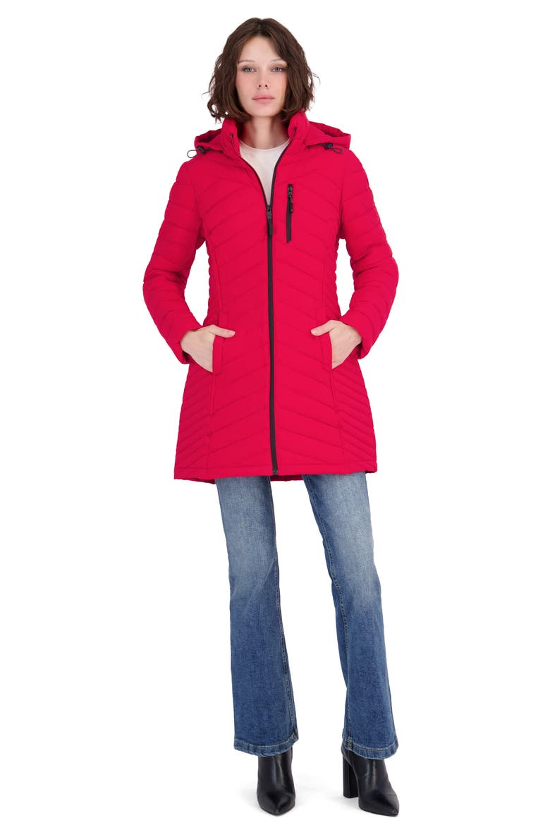 Water Resistant Stretch Puffer Coat, Alternate, color, NAUTICA RED