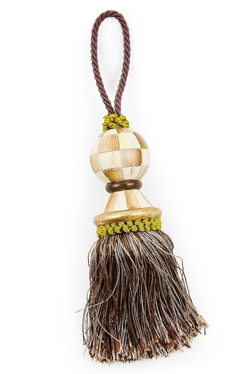 MACKENZIE CHILDS Mocha Check Tassel, Alternate, color, Mocha