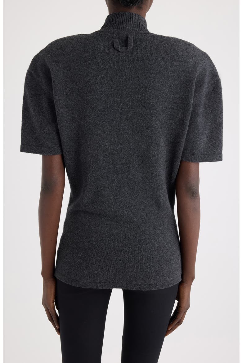 La Maille Castagna Short Sleeve Merino Wool & Cashmere Sweater, Alternate, color, DARK GREY