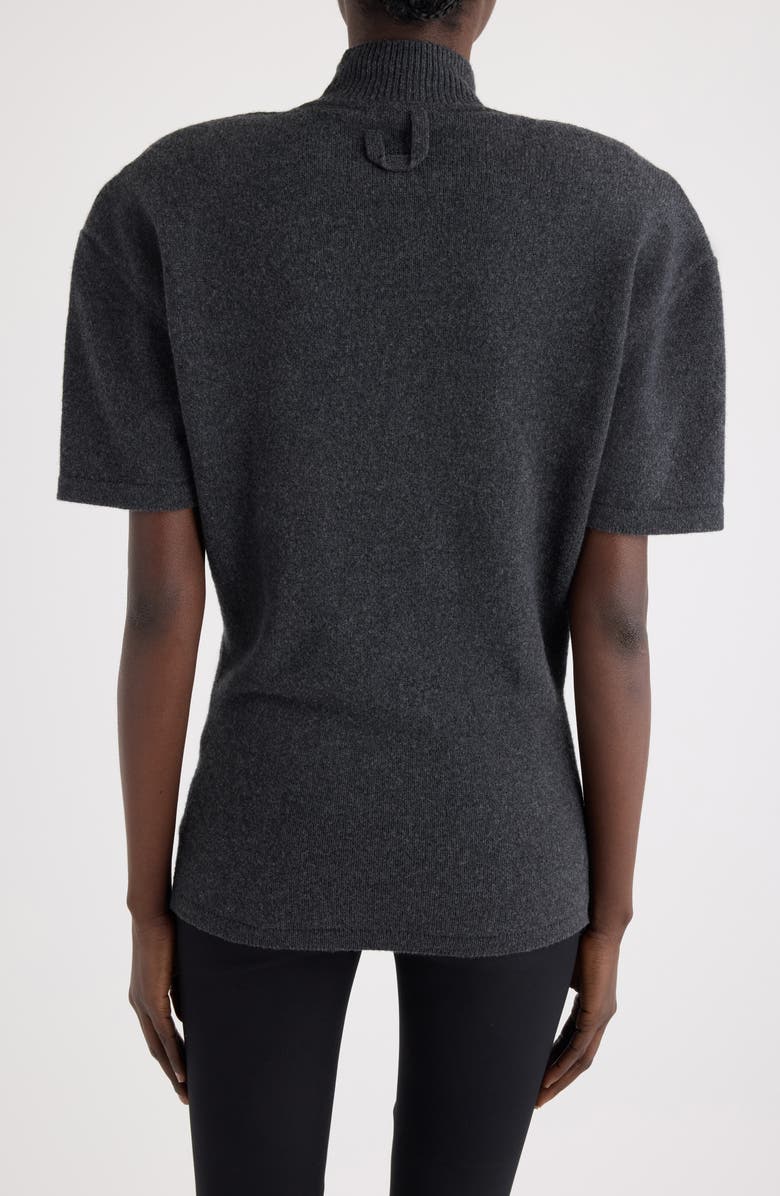 Jacquemus La Maille Castagna Short Sleeve Merino Wool & Cashmere Sweater, Alternate, color, Dark Grey
