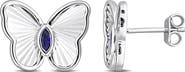 DELMAR Marquise Cut Created Sapphire Butterfly Stud Earrings