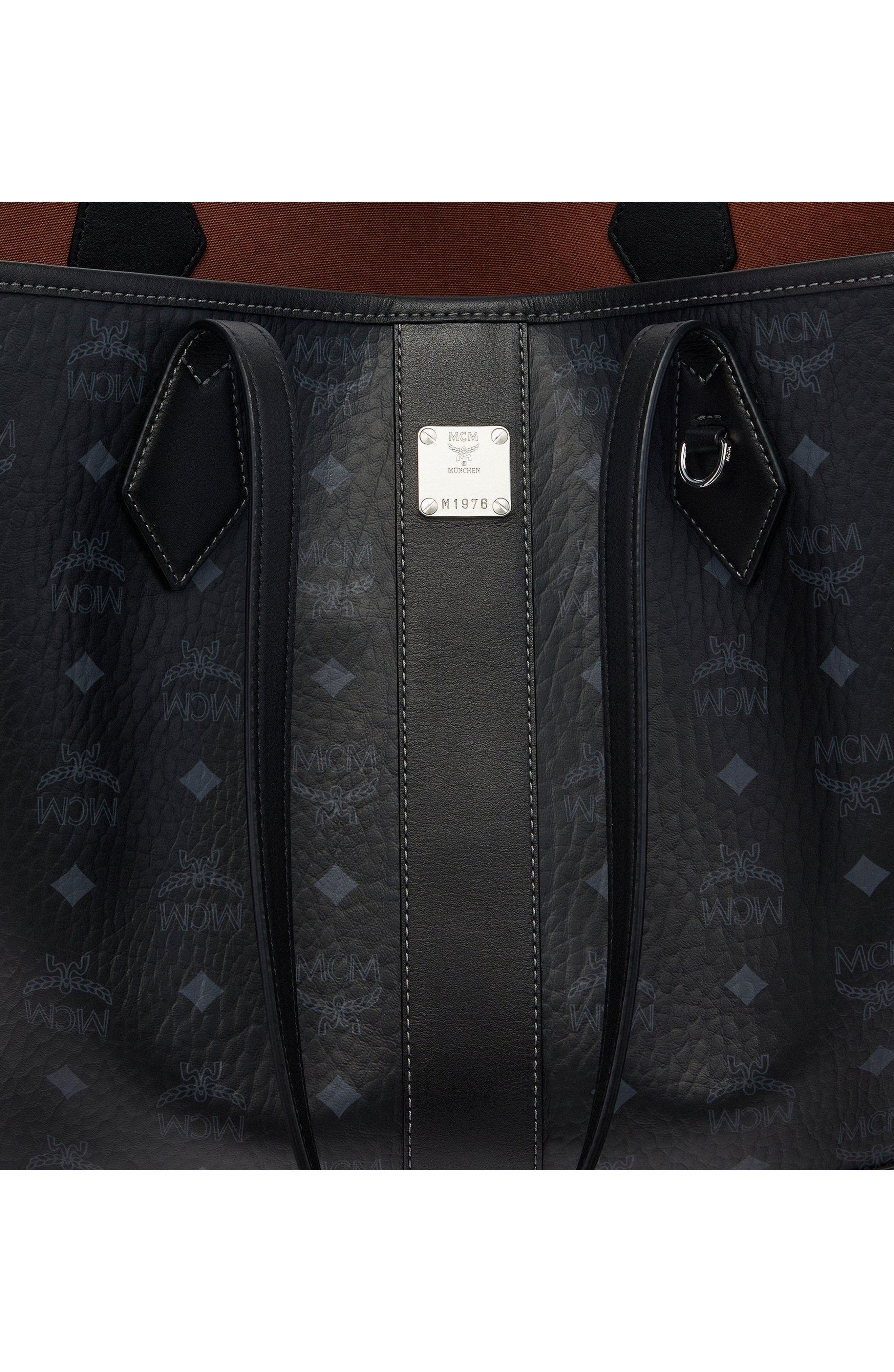 MCM New Medium Liz Shopper in Visetos, Alternate, color, Black