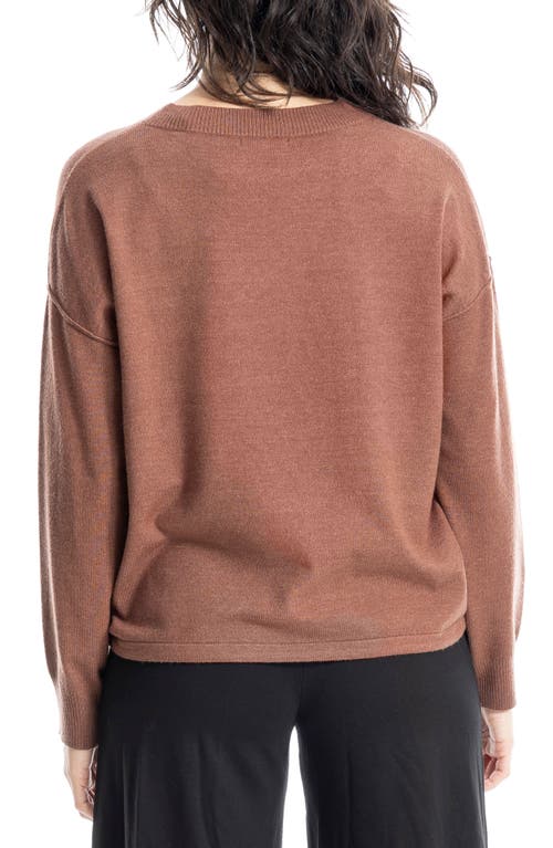 Max Studio Drawstring Hem Pullover Sweater In Cocoa