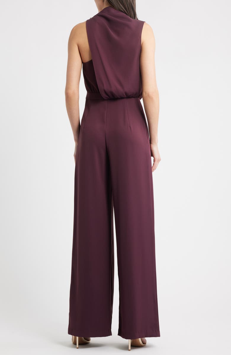 Black Halo Floella Asymmetric Jumpsuit, Alternate, color, Oxblood
