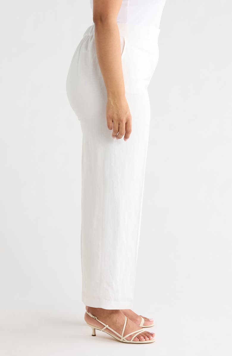 KASPER The Audrey Pull On Linen Blend Pants, Alternate, color, Lily White