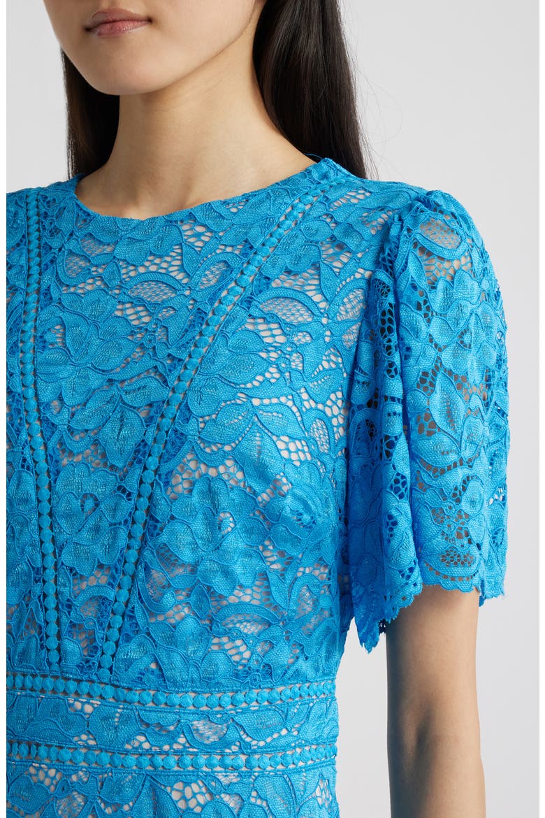 Lace Embroidered Flounce Hem Dress, Alternate, color, TURQUOISE