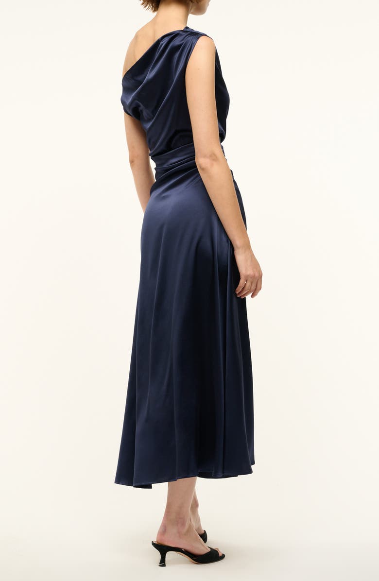 STAUD Phare One-Shoulder Stretch Silk Midi Dress, Alternate, color, 