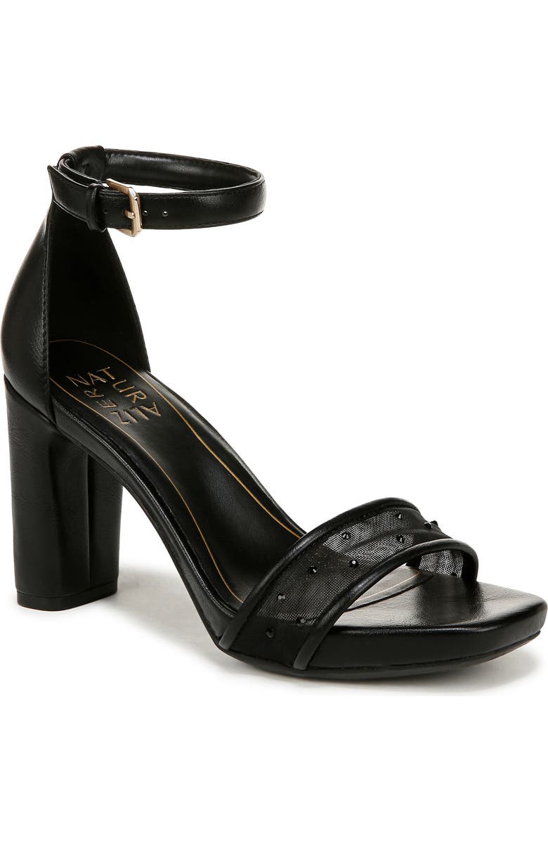 Naturalizer Joy Studded Ankle Strap Sandal, Main, color, Black/ Black