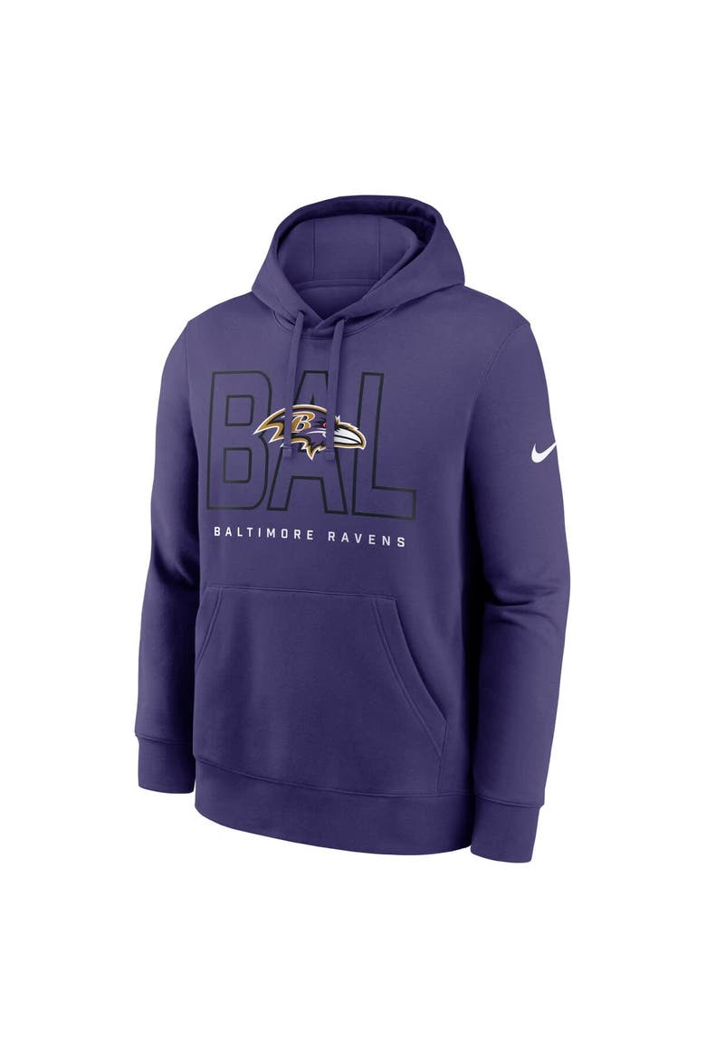 Men's Nike Purple Baltimore Ravens Busted Play Club Fleece Pullover Hoodie, Alternate, color, Purple