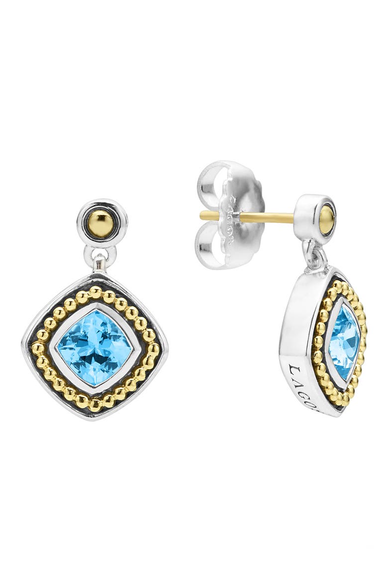 Caviar Color Blue Topaz Drop Earrings, Alternate, color, SWISS BLUE TOPAZ