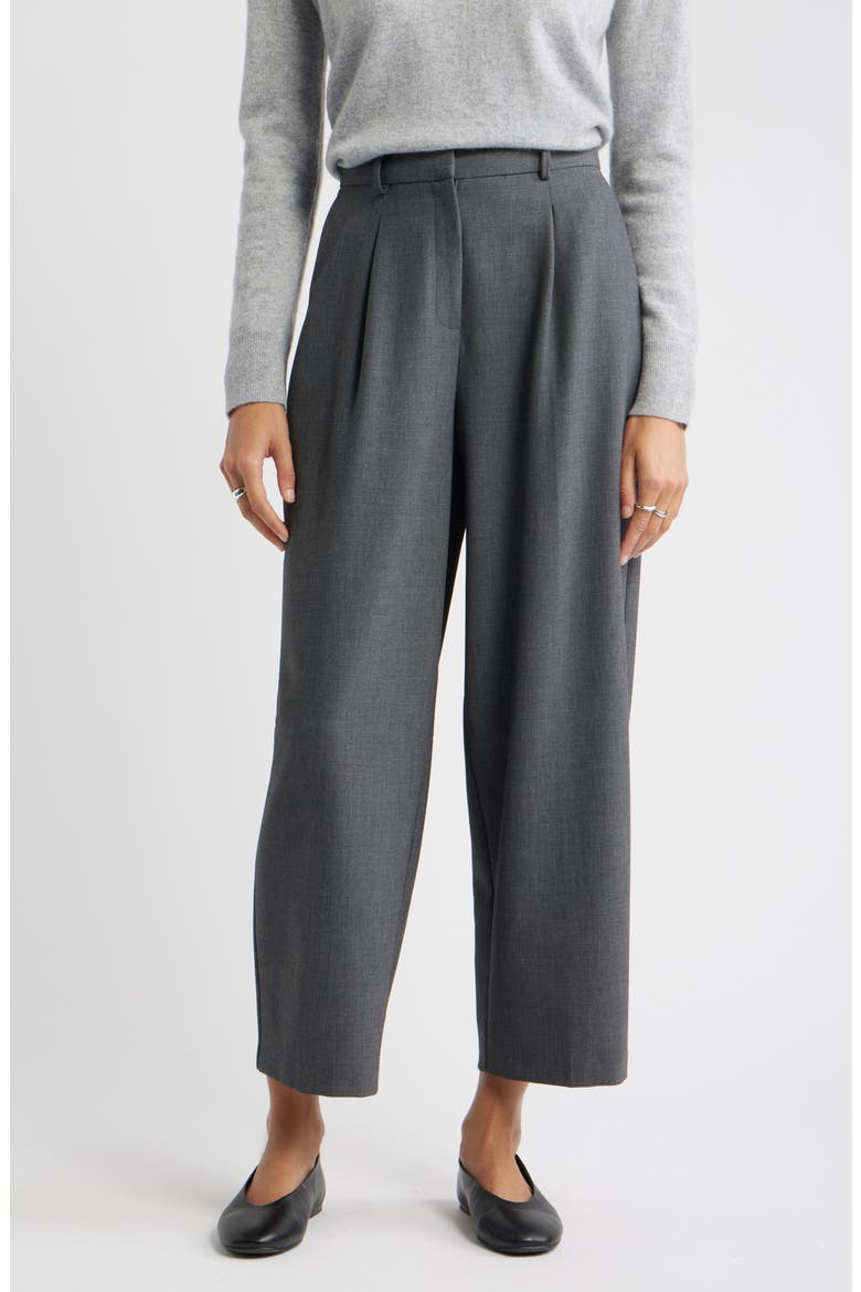 Pleated Ankle Pants, Main, color, GREY CHARCOAL HEATHER