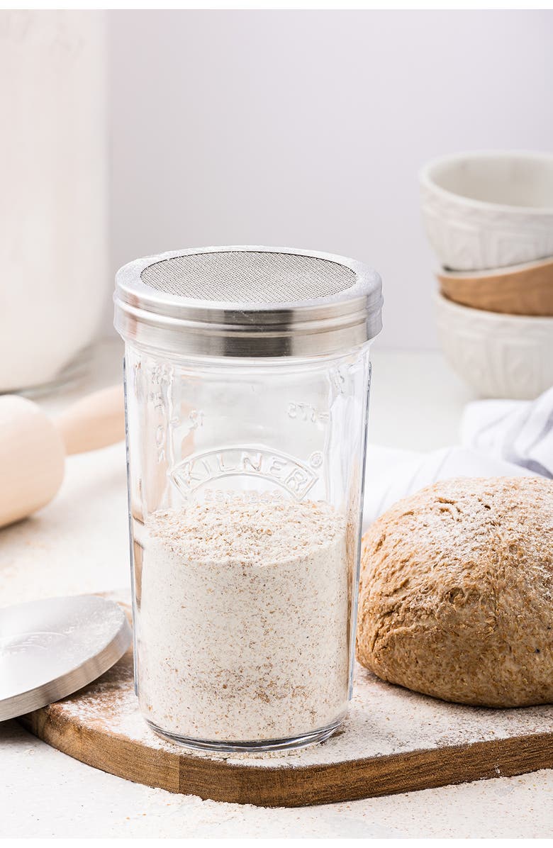 Kilner Sifter Jar Set, 0.5L Glass Baking Shaker with Mesh Lid and Cap, Alternate, color, Clear