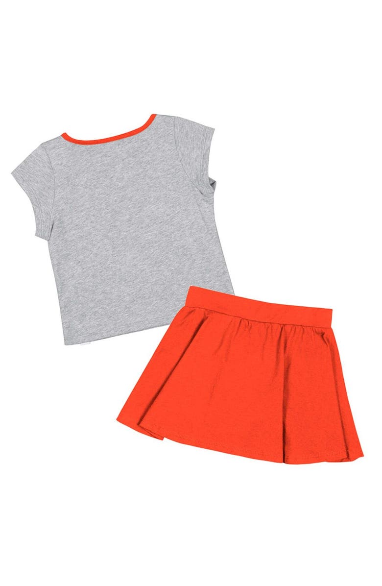 COLOSSEUM Girls Toddler Colosseum Heather Gray/Orange Clemson Tigers Two-Piece Minds For Molding T-Shirt & Skirt Set, Alternate, color, Heather Gray