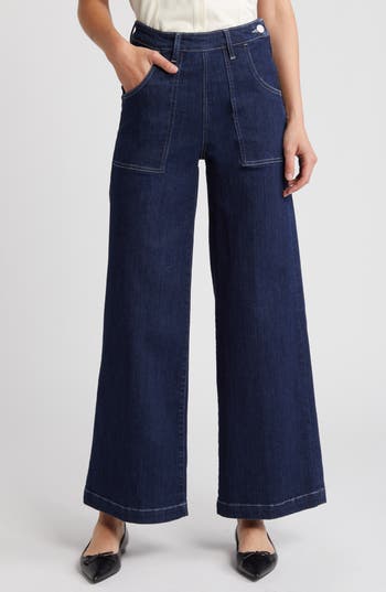 Shop Frame Francoise Wide Leg Jeans In Virgo