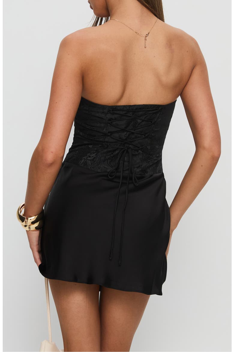 Jenevieve Strapless Cocktail Dress, Alternate, color, BLACK