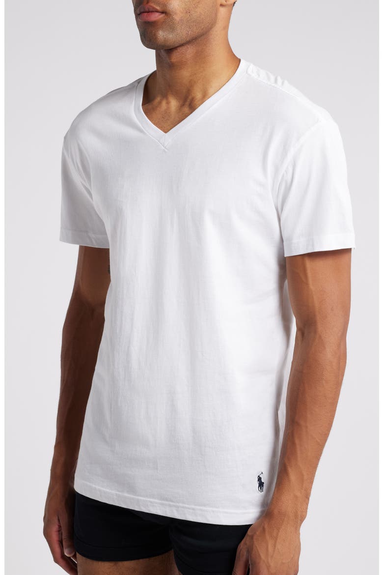 3-Pack Cotton V-Neck Undershirts, Alternate, color, WHITE