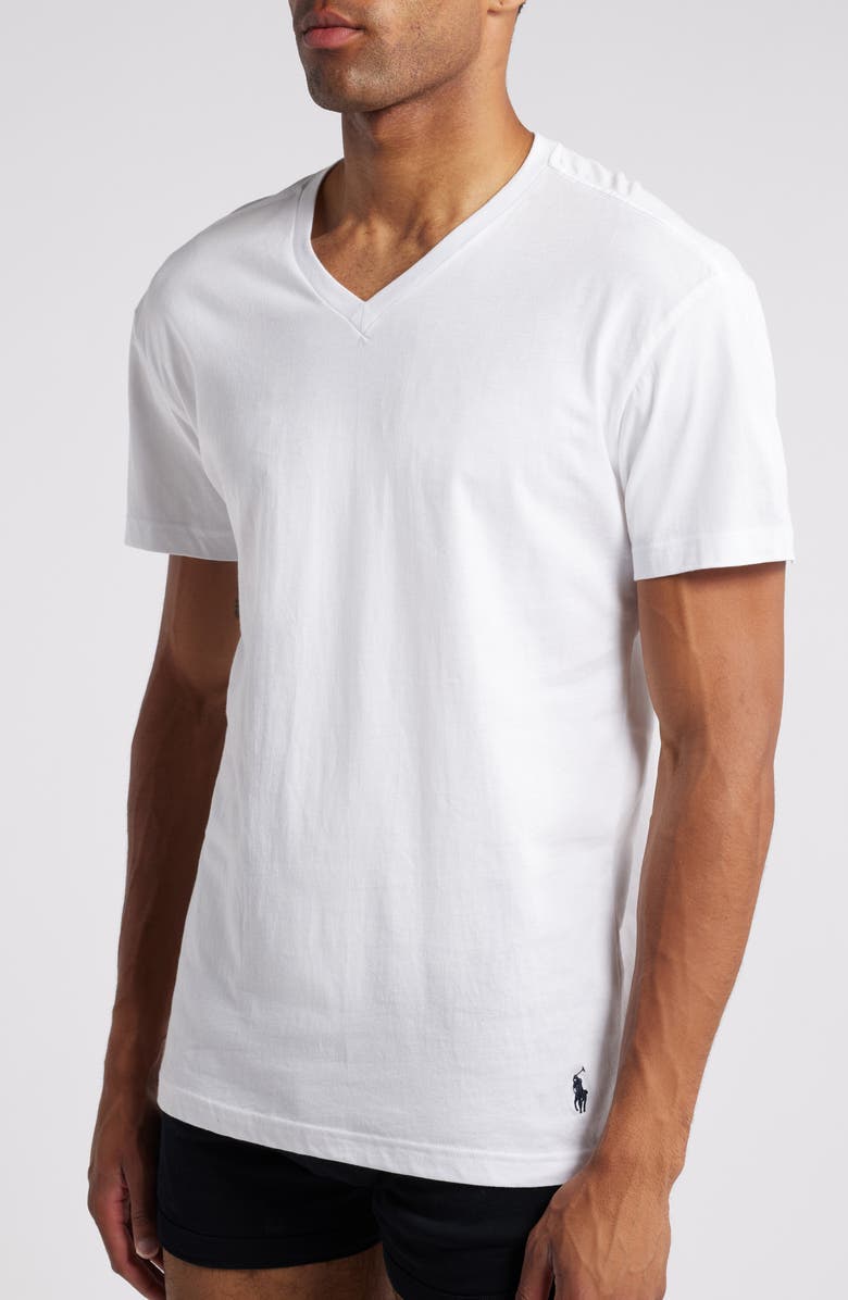 Polo Ralph Lauren 3-Pack Cotton V-Neck Undershirts, Alternate, color, White