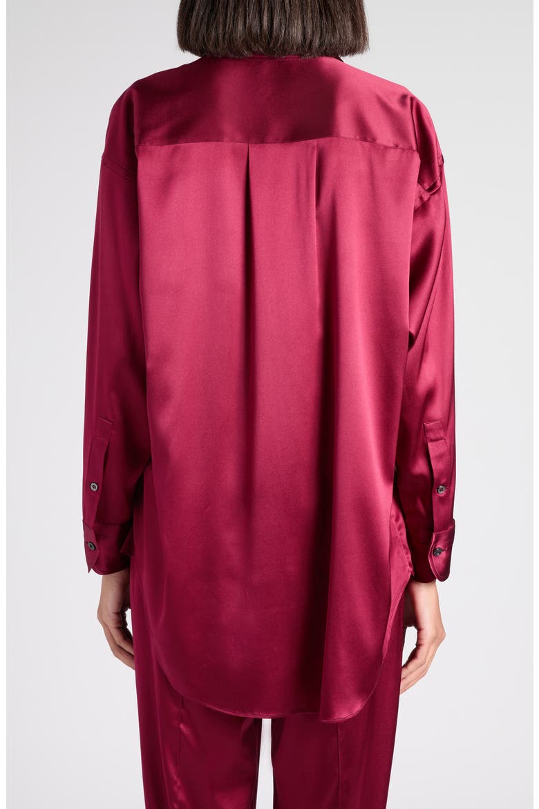 Relaxed Fit Stretch Silk Satin Blouse, Alternate, color, GV481 DEEP PLUM