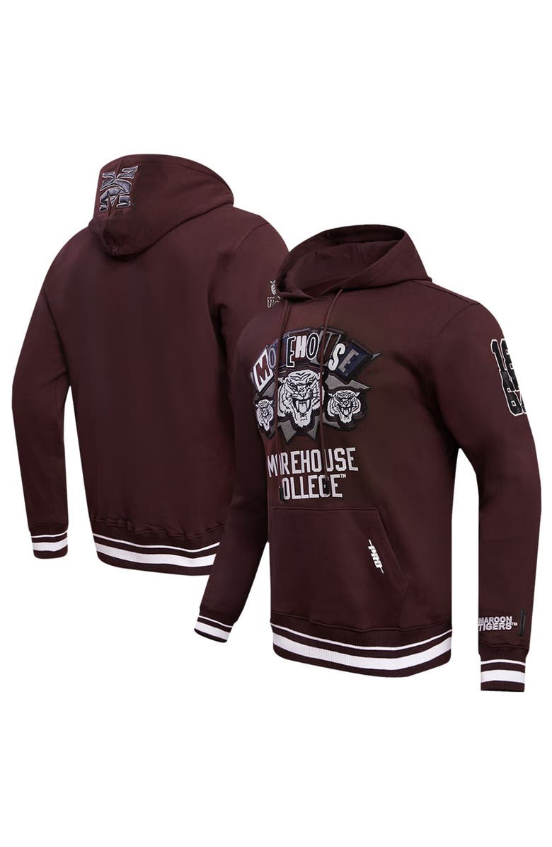 PRO STANDARD Men's Pro Standard Maroon Morehouse Maroon Tigers Homecoming Ribbed Fleece Pullover Hoodie, Main, color, 