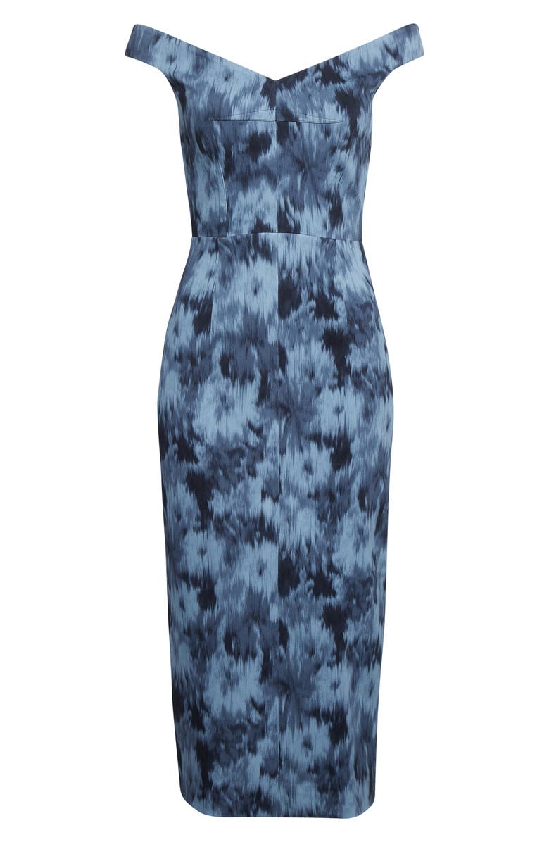 Michael Kors Collection Floral Chiné Stretch Cady Sheath Dress, Alternate, color, Lake Multi