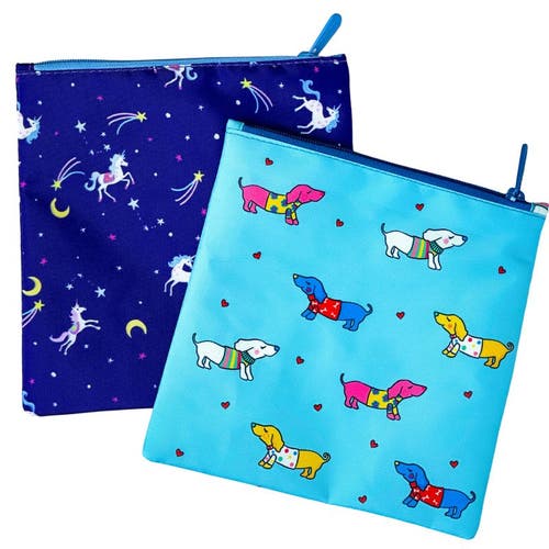 Yumbox Reusable Sandwich Bags Insulated, Washable, Eco-Friendly Fabric Pouches for Snacks, Wraps & Lunches in Doggies And  Unicorns  product