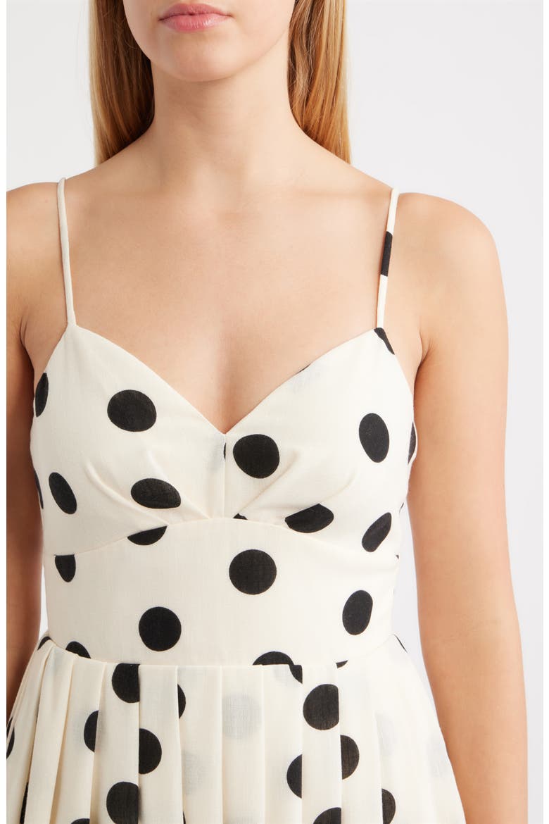 Polka Dot Midi Dress, Alternate, color, IVORY BLACK