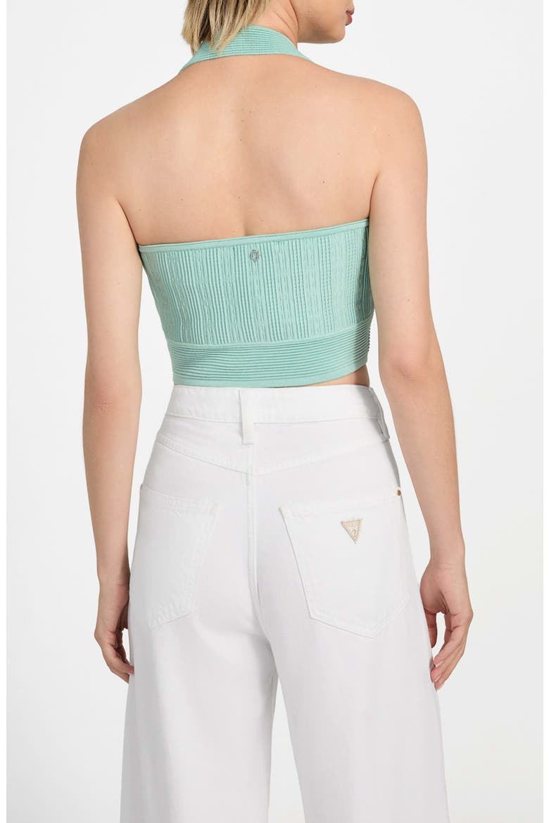 Sofie Rib Crop Halter Top, Alternate, color, SATURN GREEN