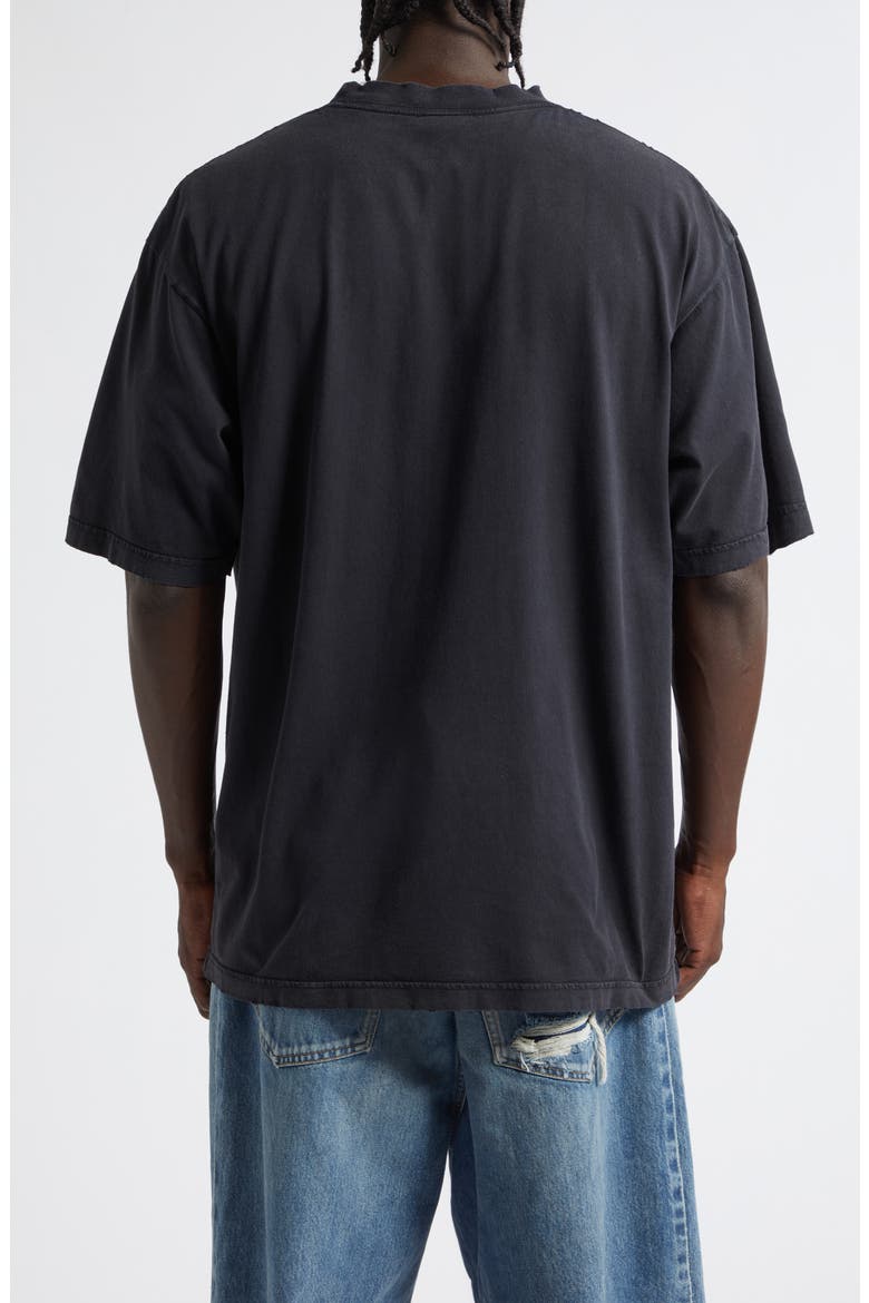 Medium Fit Distressed The Address Graphic T-Shirt, Alternate, color, FADED WASHED BLACK
