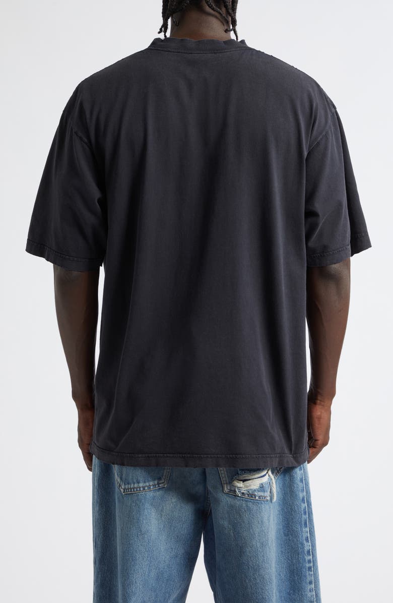 Balenciaga Medium Fit Distressed The Address Graphic T-Shirt, Alternate, color, Faded Washed Black