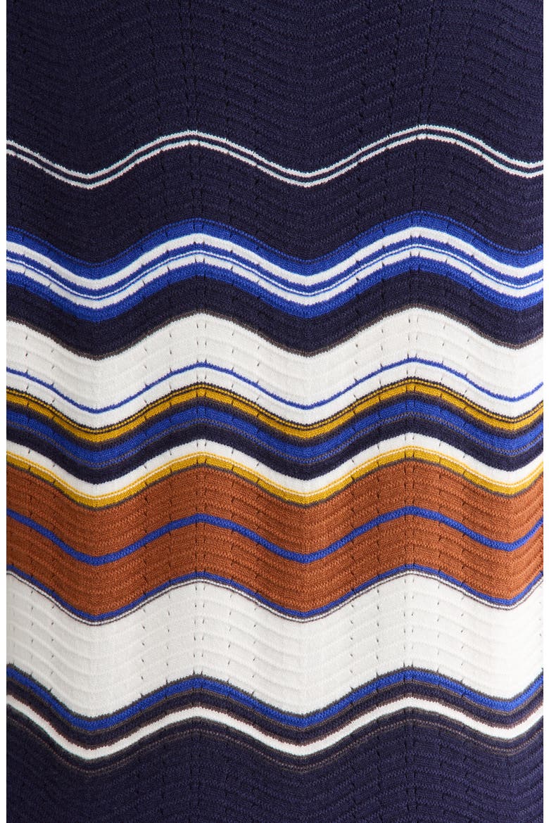 Scalloped Hem Sweater, Alternate, color, NAVY/ BROWN MULTI STRIPE