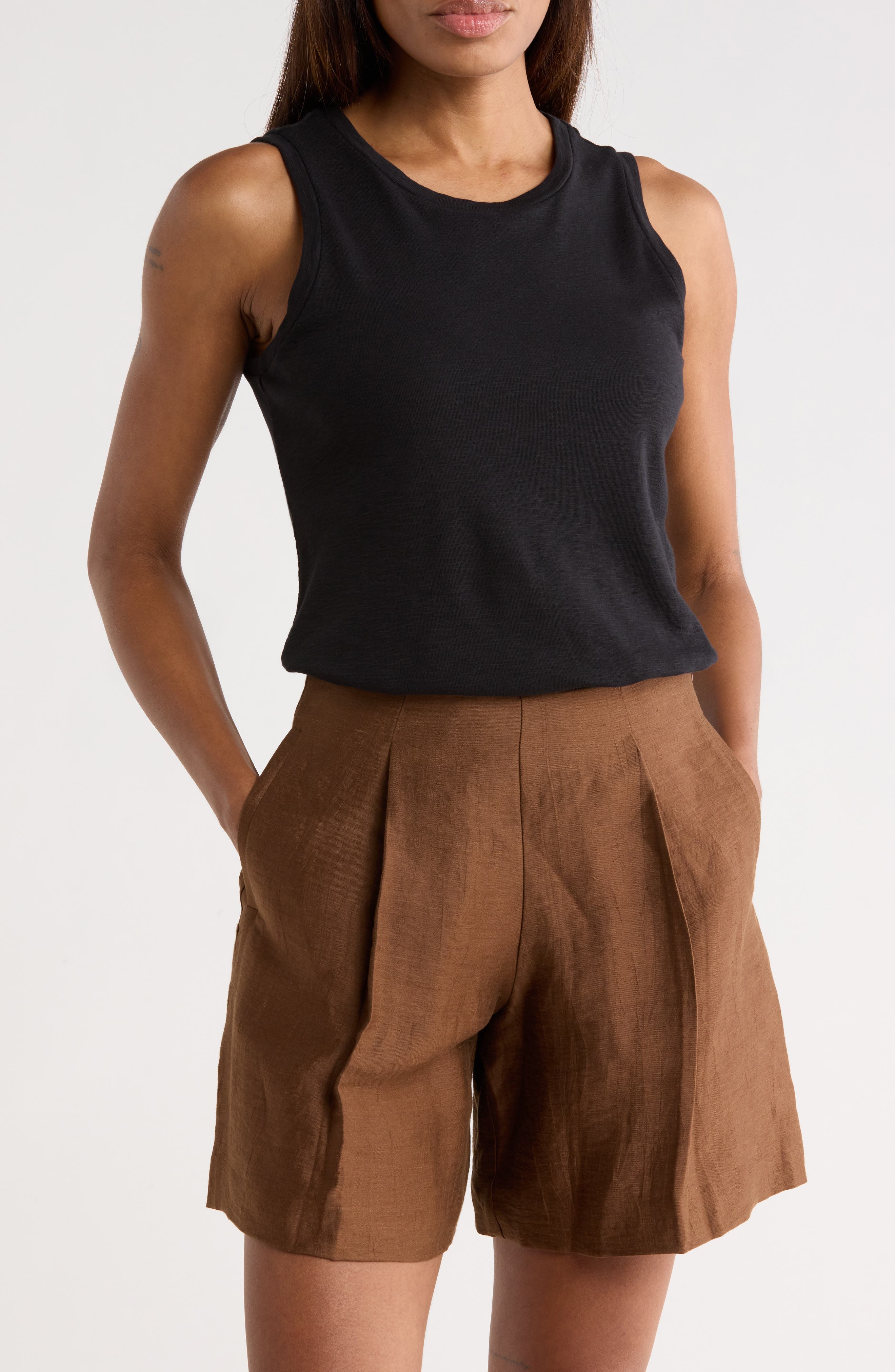 L'AGENCE Mikaela Cotton Ribbed Crop Tank