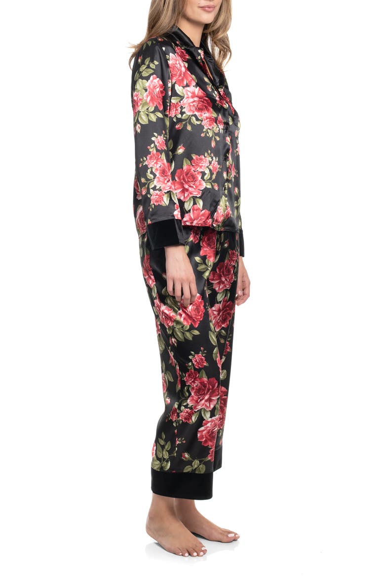 Sidney Satin Pajamas, Alternate, color, BLACK