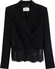 Zimmermann Valiant Crop Lace Trim Stretch Wool Jacket