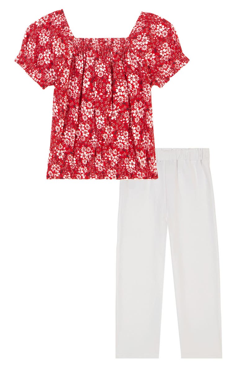 Tommy Hilfiger Kids' Floral Print Top & Patch Pocket Pants, Alternate, color,