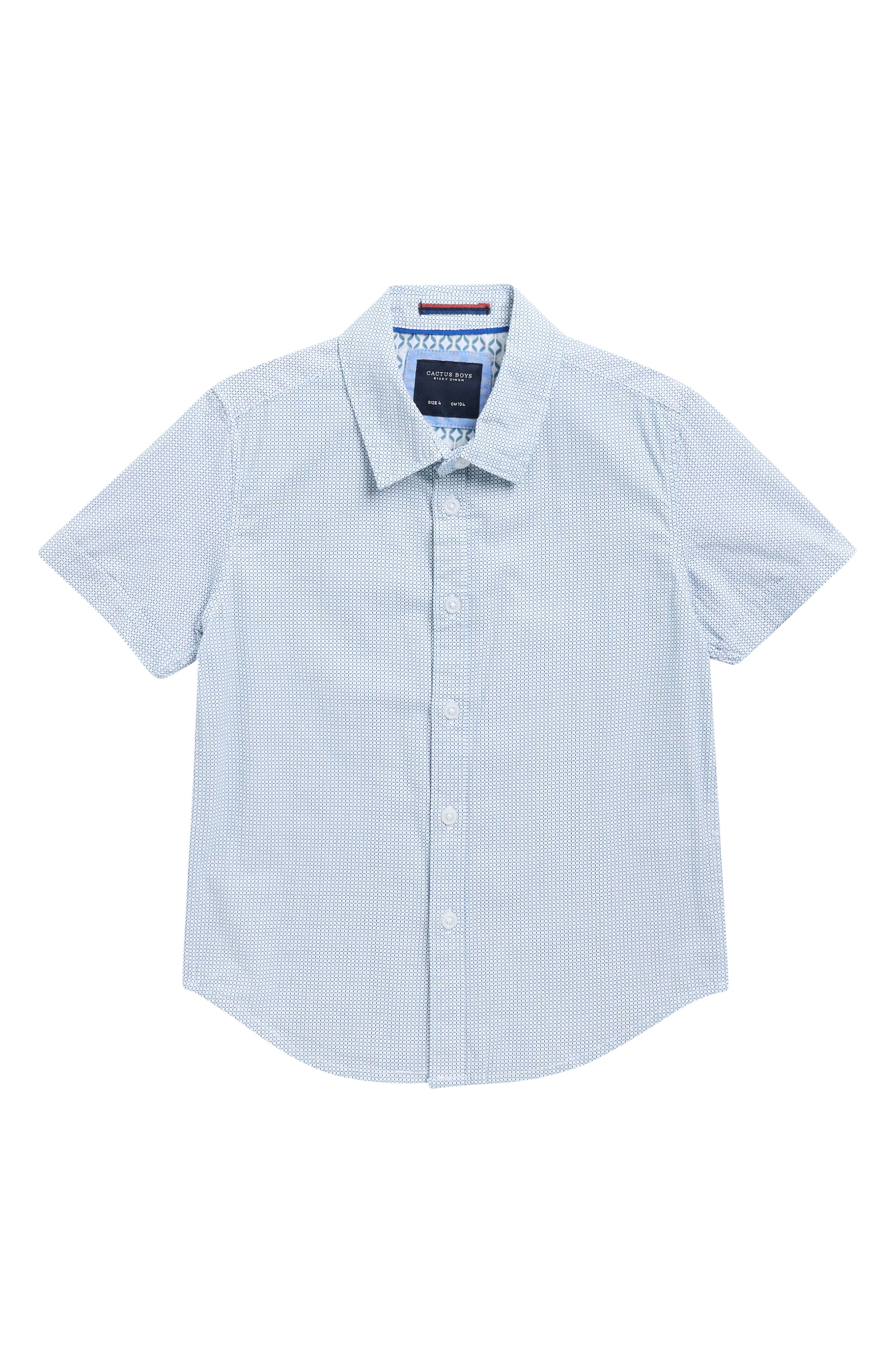 DENIM AND FLOWER Kids' Grid Print Short Sleeve Shirt