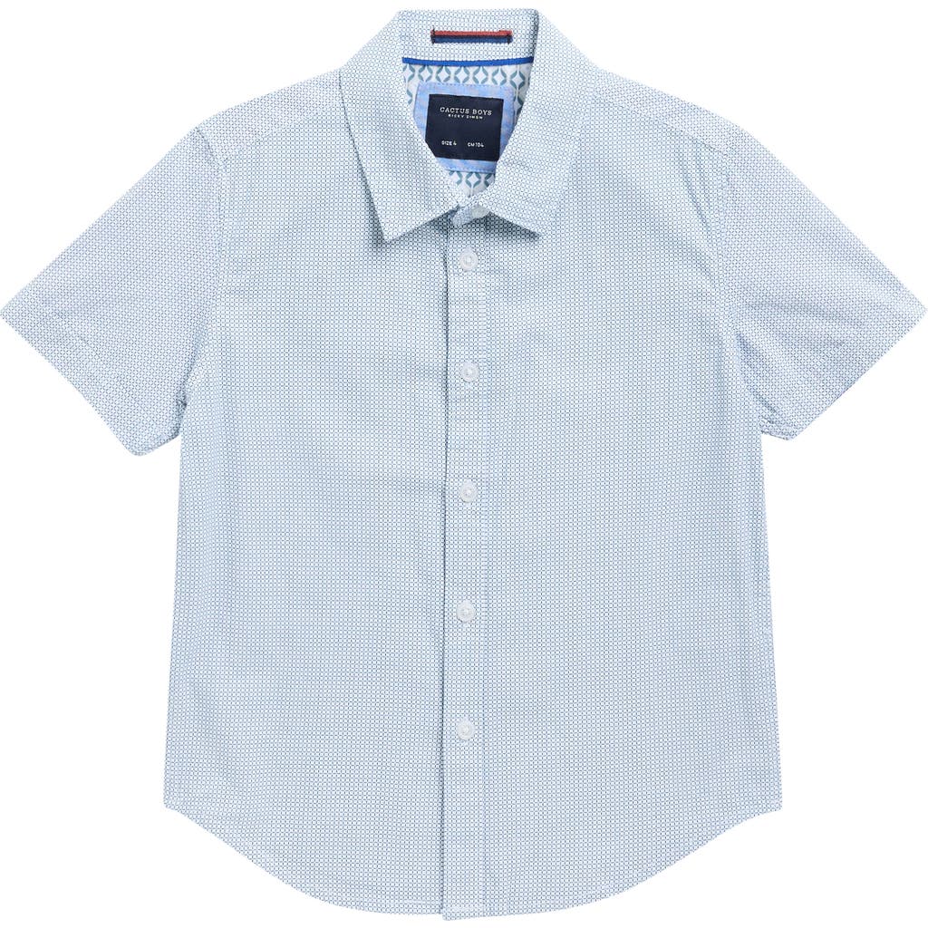 Denim And Flower Kids' Grid Print Short Sleeve Shirt In White