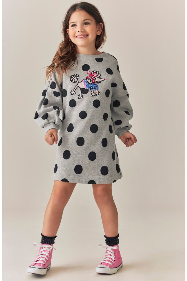 Kids' Poodle Graphic Sweatshirt Dress, Alternate, color, GREY