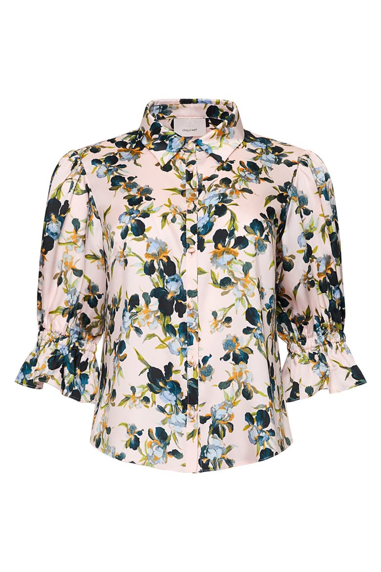 Trailing Iris Fiona Floral Button-Up Top, Alternate, color, ROSY CLOUD MULTI