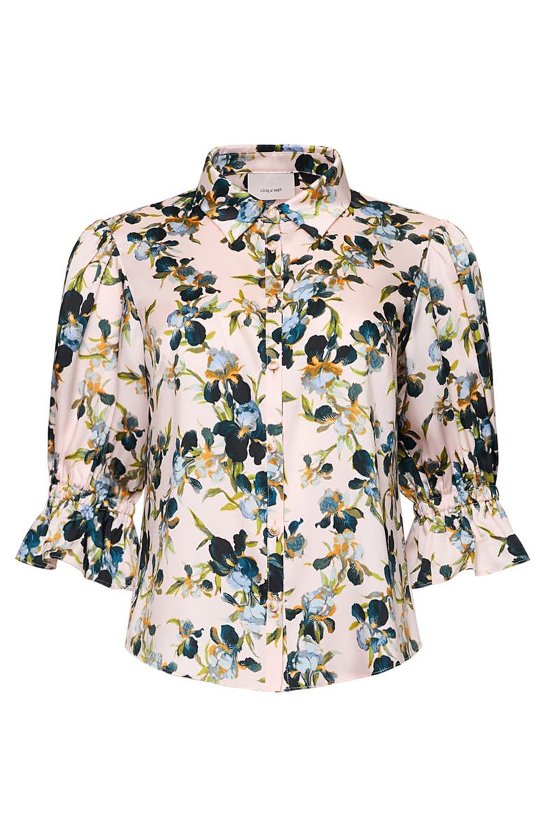 Cinq à Sept Trailing Iris Fiona Floral Button-Up Top, Alternate, color, Rosy Cloud Multi