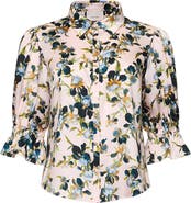 Cinq à Sept Trailing Iris Fiona Floral Button-Up Top