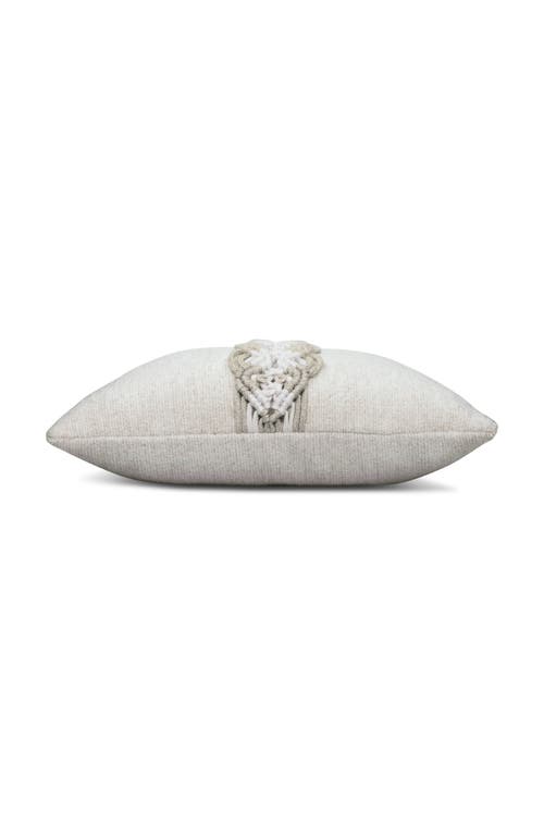 Elaine Smith Distinct Oyster Hand Macrame & Chenille Indoor & Outdoor Woven Accent Pillow