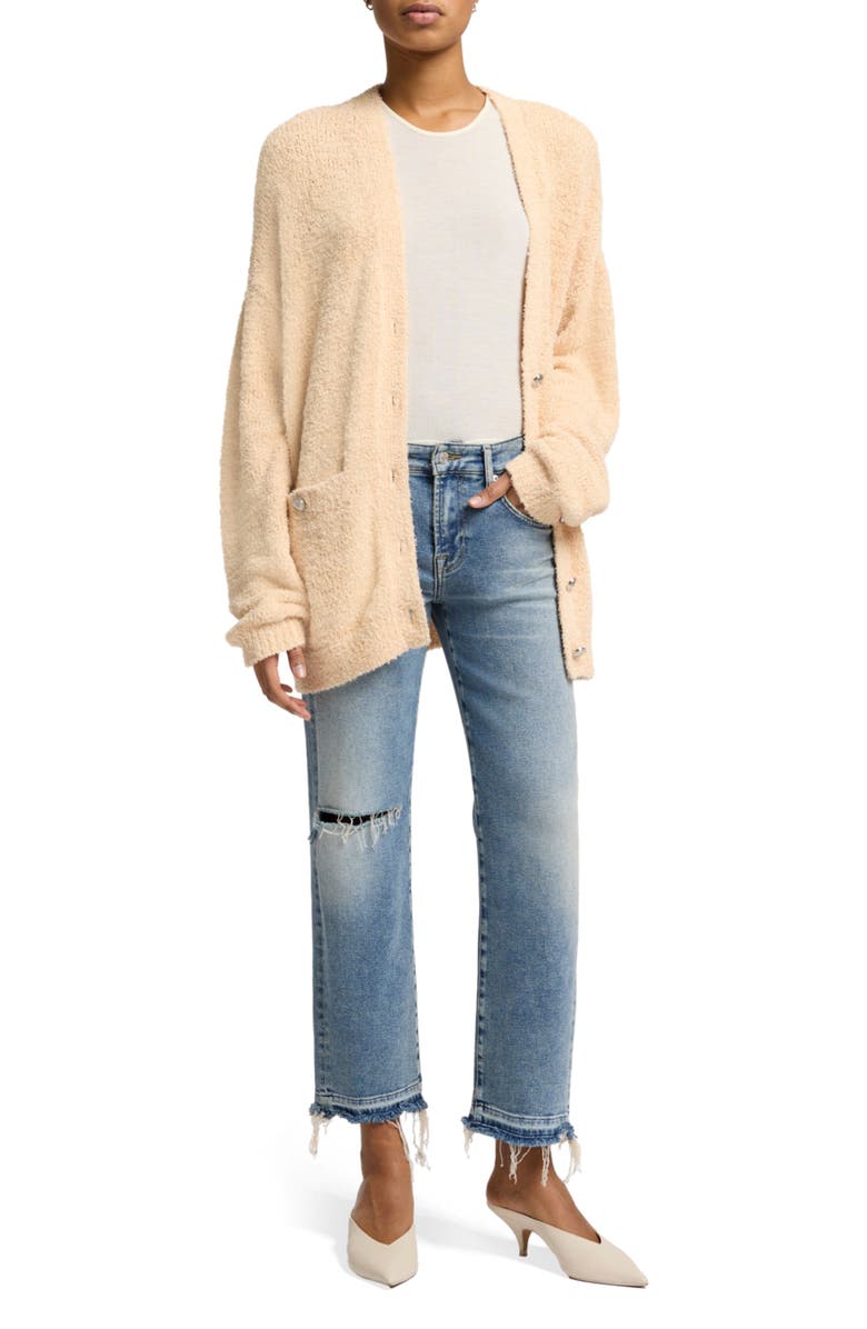 7 For All Mankind Calie Ripped Mid Rise Ankle Straight Leg Jeans, Alternate, color, Shore Break