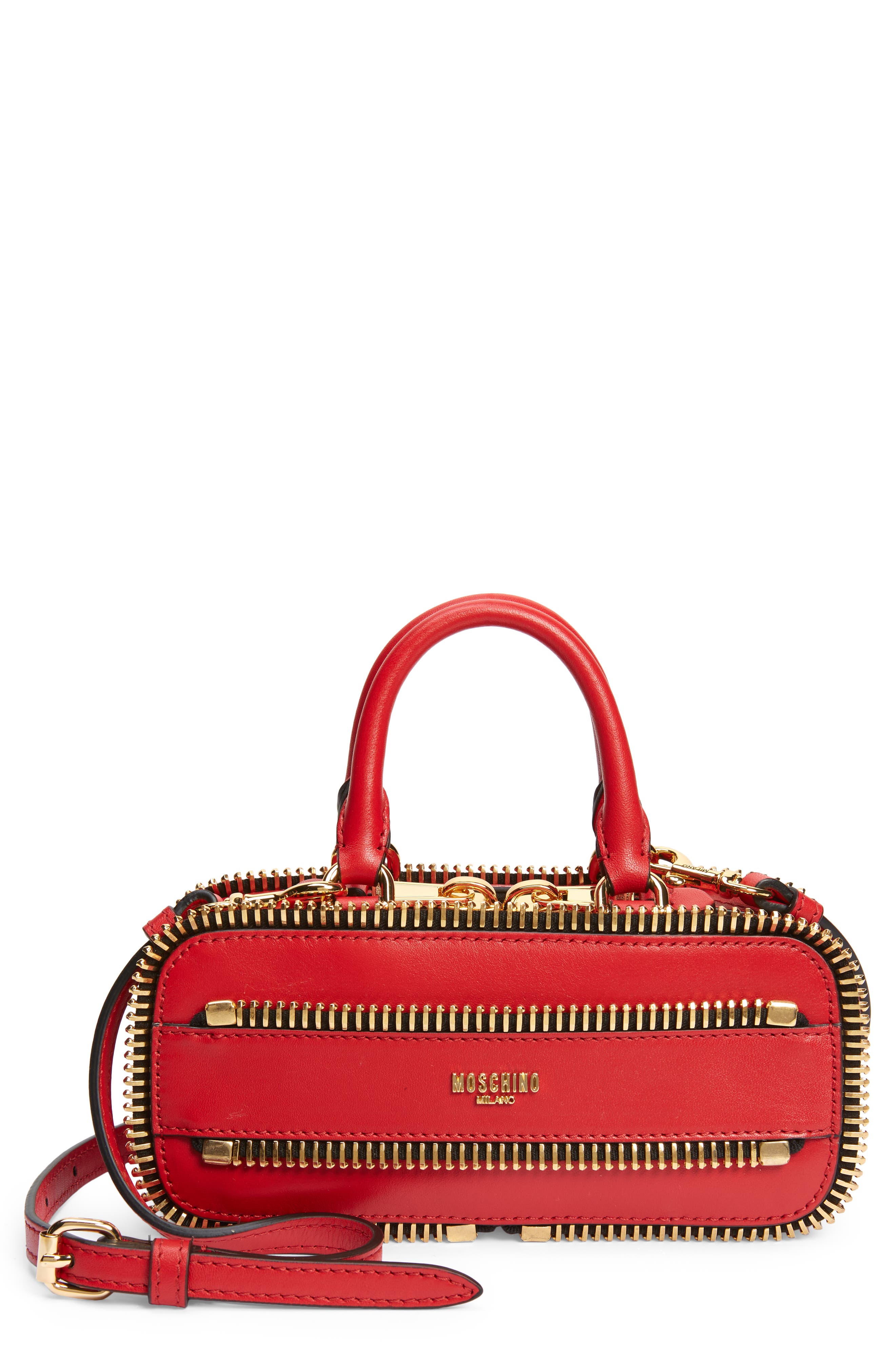 Moschino Mini Rider Zipper Leather Top Handle Bag | Nordstrom