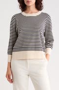 Adrianna Papell Scalloped Stripe Sweater