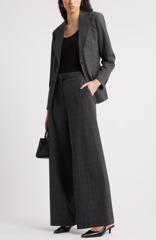 Nordstrom Print Wide Leg Pants In Grey Glen Plaid