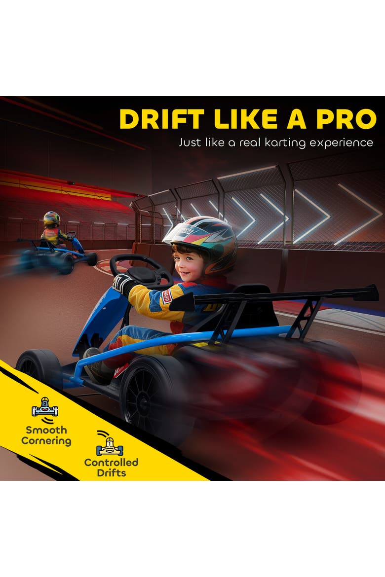 24V 8.1 MPH Electric Go Kart for Kids 7AH Battery Powered Drift Kart with Dual Motors Soft Start Safety Belt for Kids Years, Alternate, color, Blue